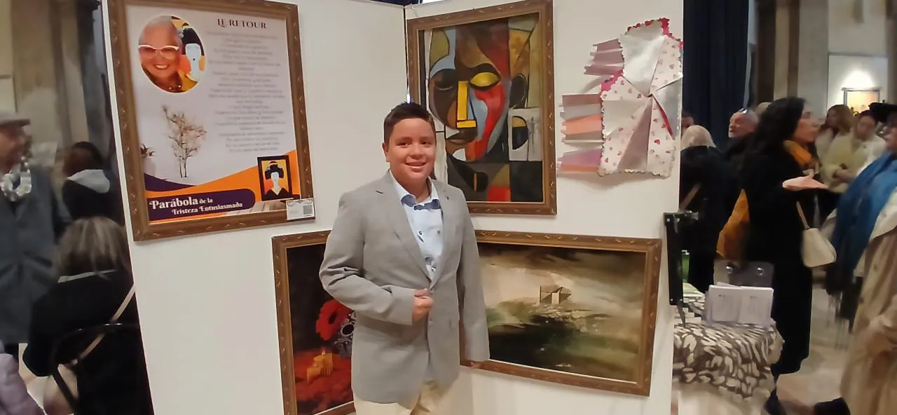 Artista arequipeño de 12 años brilla en Venecia con su obra Mujer Andina