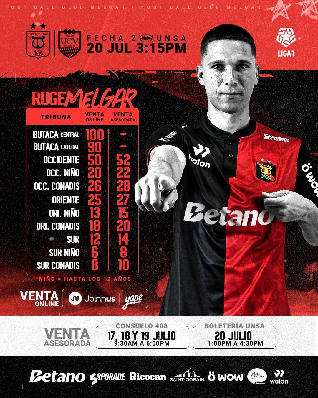 venta de entradas para melgar vs césar vallejo